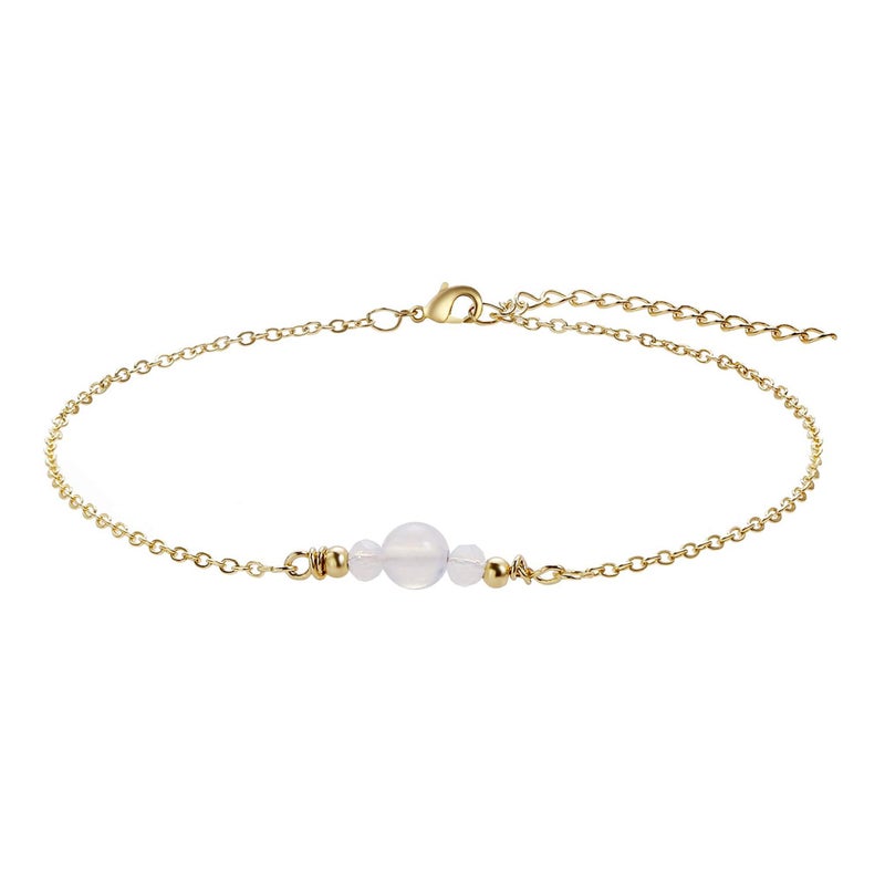 Kyerlyn Dainty Opal Chain Anklet for Women 18k Gold Plated Ankle Bracelets Summer Beach Adjustable Chain Anklet for Women Simple Fashion Jewelry - Image 1